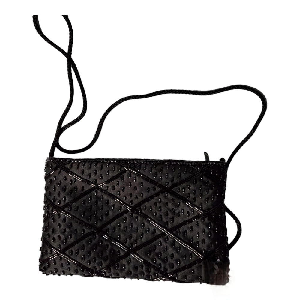 Valerie Stevens handmade beaded bag with long strap